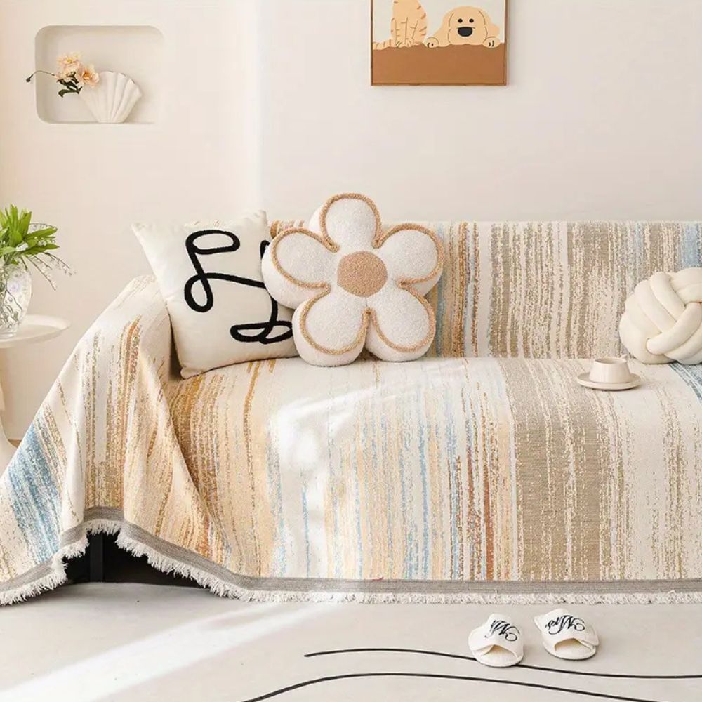 Sofa Cover Striped Chenille Non-Slip