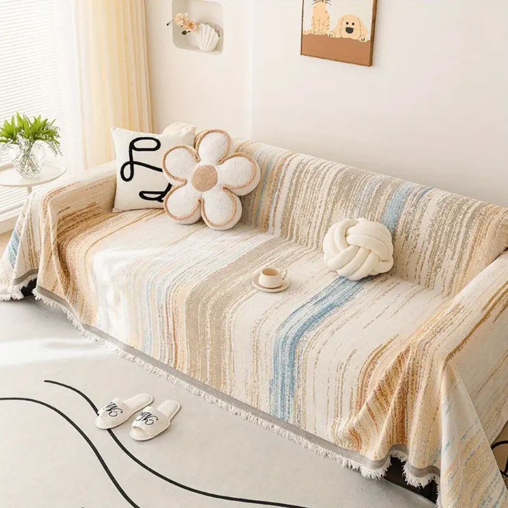 Sofa Cover Striped Chenille Non-Slip