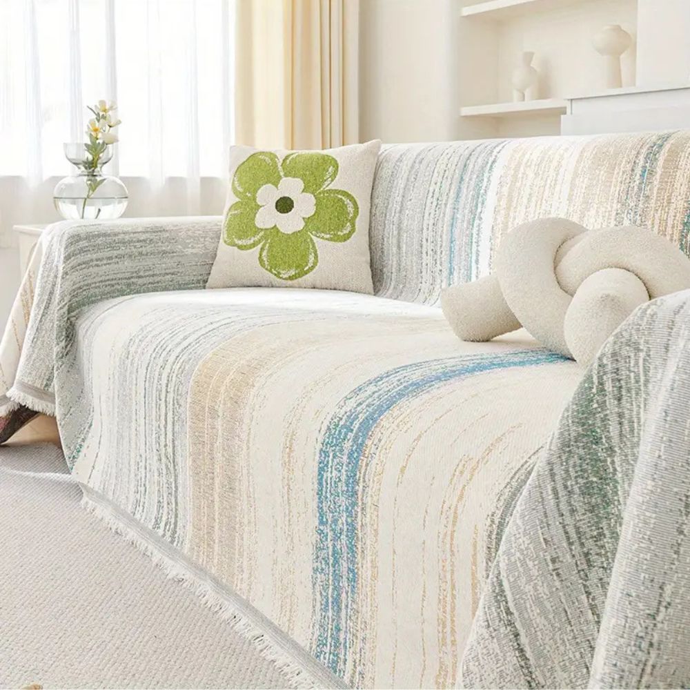 Sofa Cover Striped Chenille Non-Slip