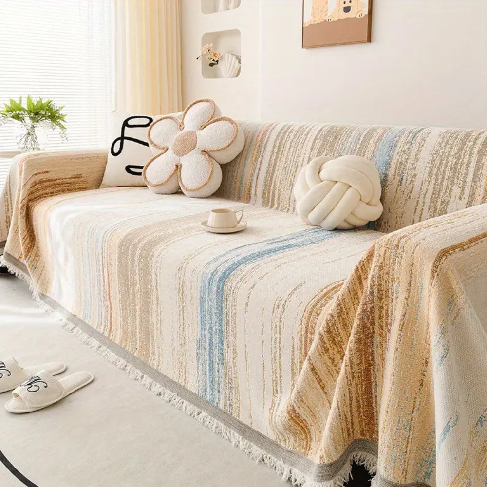 Sofa Cover Striped Chenille Non-Slip