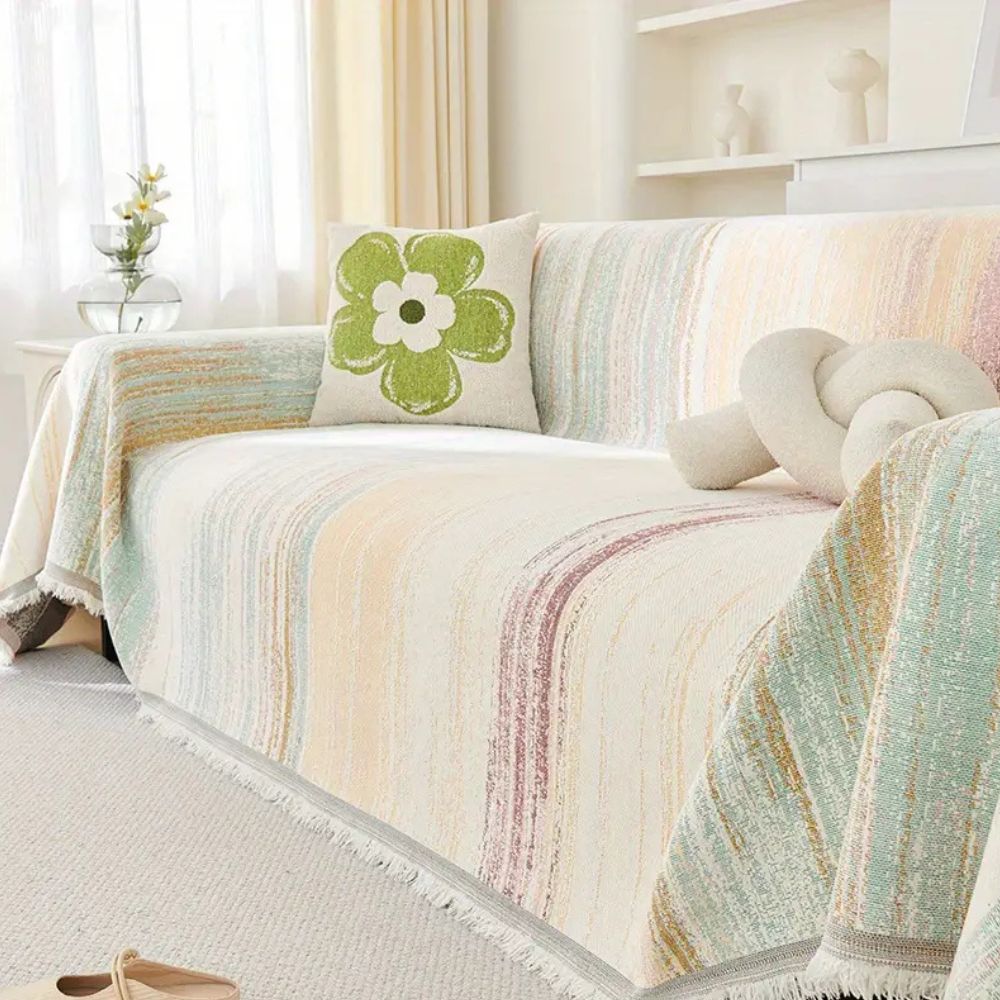 Sofa Cover Striped Chenille Non-Slip