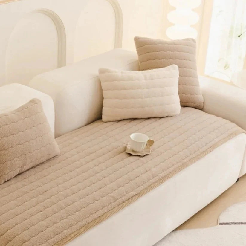 Sofa Slipcover Plush Microfiber Non-Slip Backing & Machine Washable