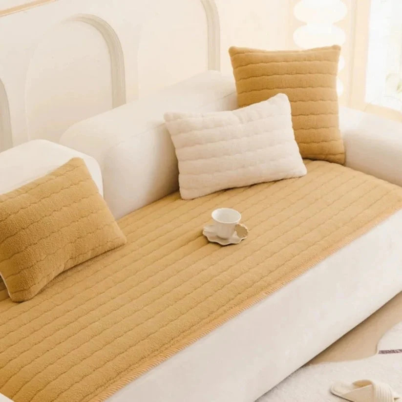 Sofa Slipcover Plush Microfiber Non-Slip Backing & Machine Washable