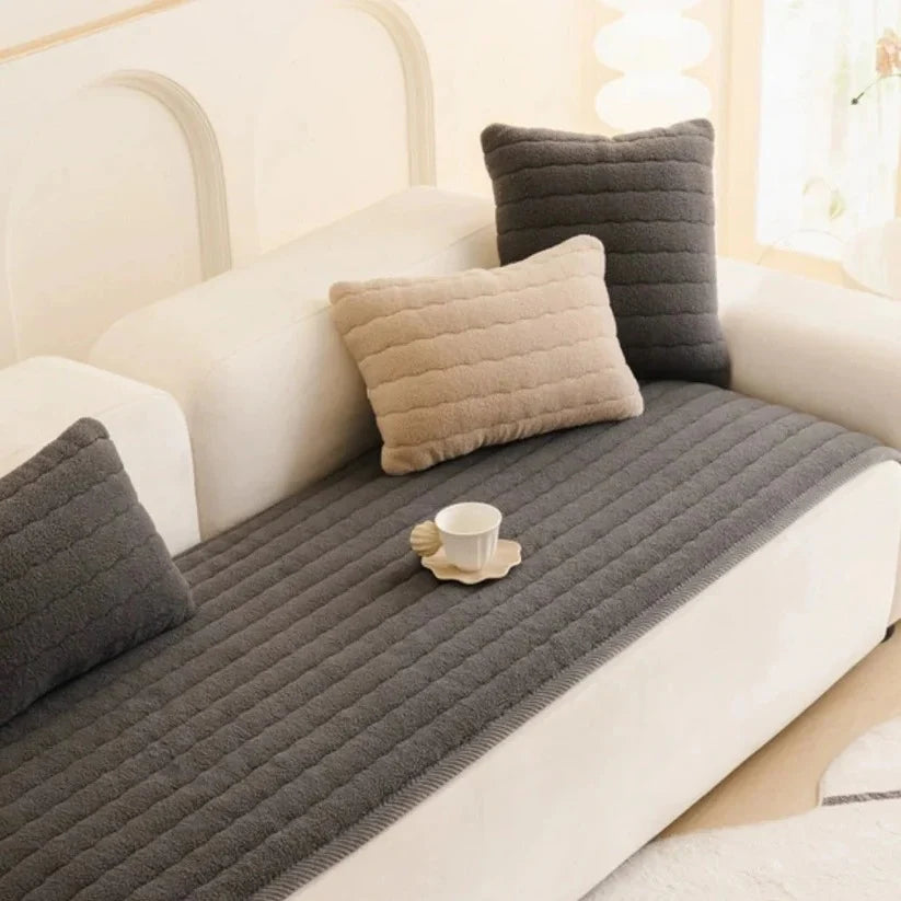 Sofa Slipcover Plush Microfiber Non-Slip Backing & Machine Washable