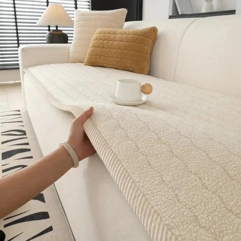 Sofa Slipcover Plush Microfiber Non-Slip Backing & Machine Washable