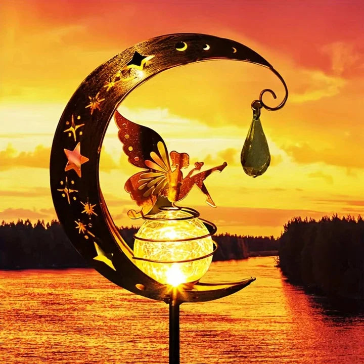 Solar Garden Light Moon & Fairy Dusk-To-Dawn IP55 Water-Resistant