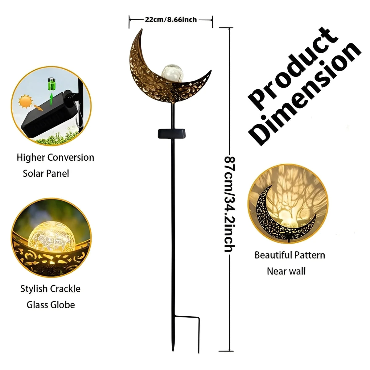 Solar Garden Light Moon & Fairy Dusk-To-Dawn IP55 Water-Resistant