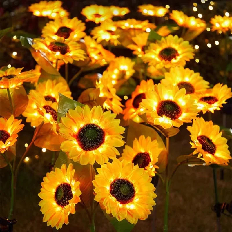 Solar Garden Stake Light Sunflower LED Warm Yellow Glow