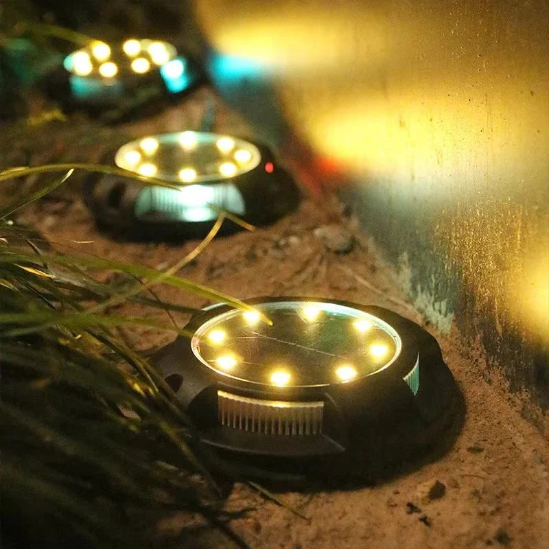 Solar Ground Light Multicolor LED Dusk-to-Dawn Weather-Resistant