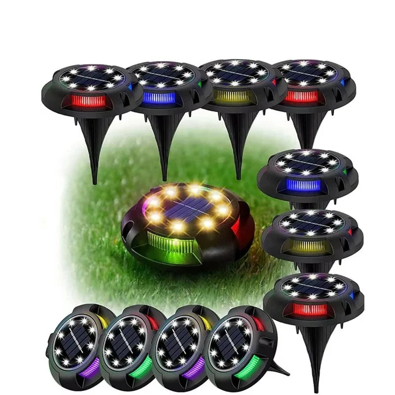 Solar Ground Light Multicolor LED Dusk-to-Dawn Weather-Resistant