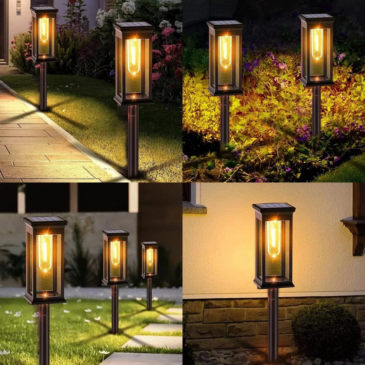 Solar Path Lights Automatic Sensor Weather-Resistant Set of 2