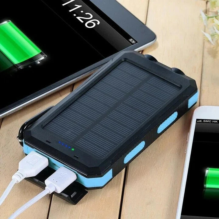 Solar Power Bank Dual USB Splash-Resistant LED Light