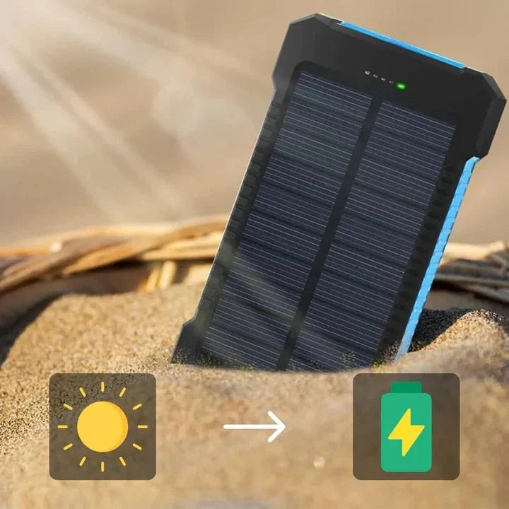 Solar Power Bank Dual USB Splash-Resistant LED Light