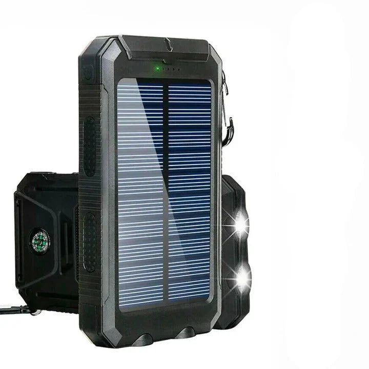 Solar Power Bank Dual USB Splash-Resistant LED Light