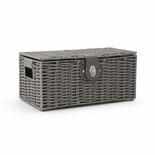 Stackable Woven Rattan Storage Basket with Handles
