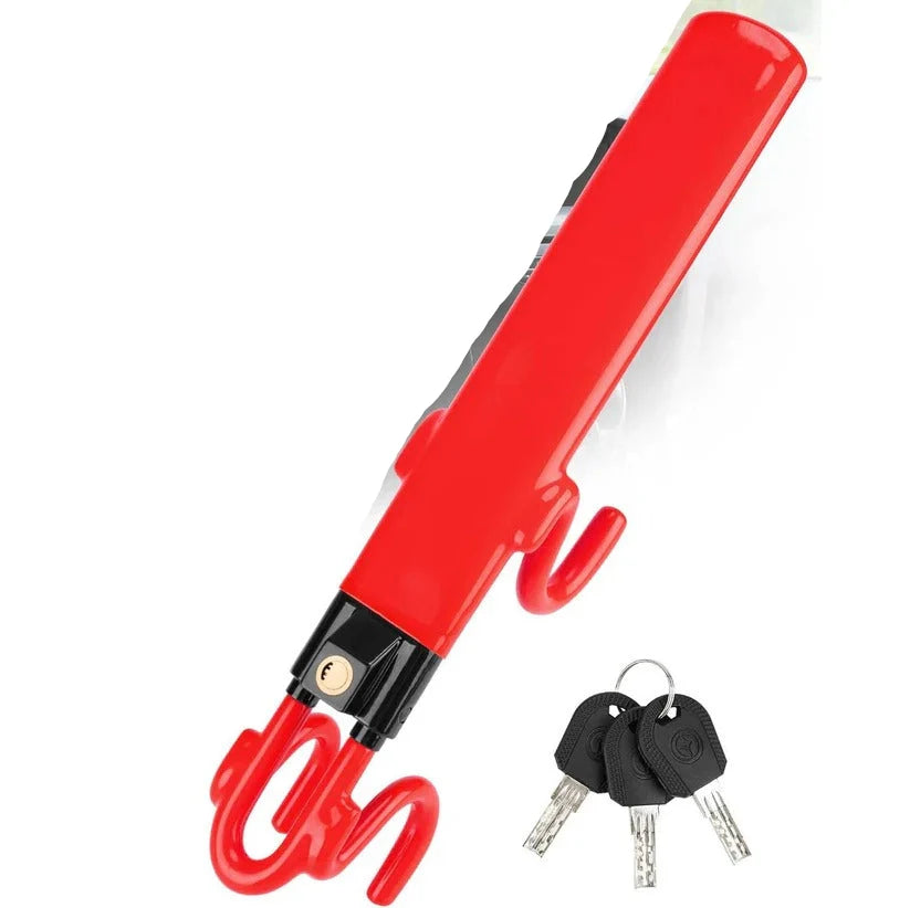 Steering Wheel Lock Forged Steel & Rubber-Coated Adjustable Fit