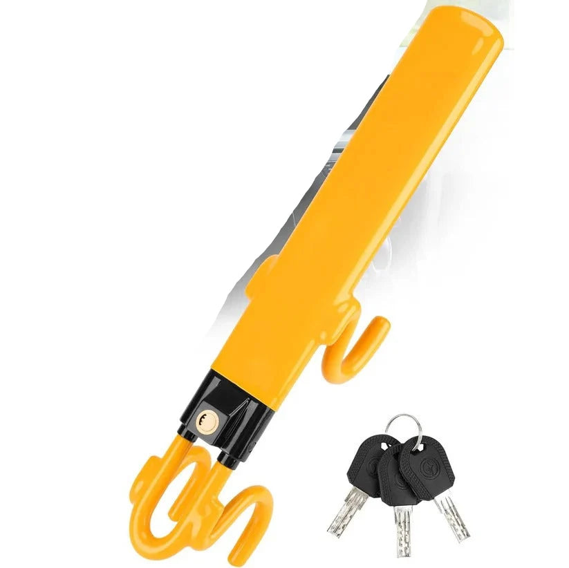 Steering Wheel Lock Forged Steel & Rubber-Coated Adjustable Fit