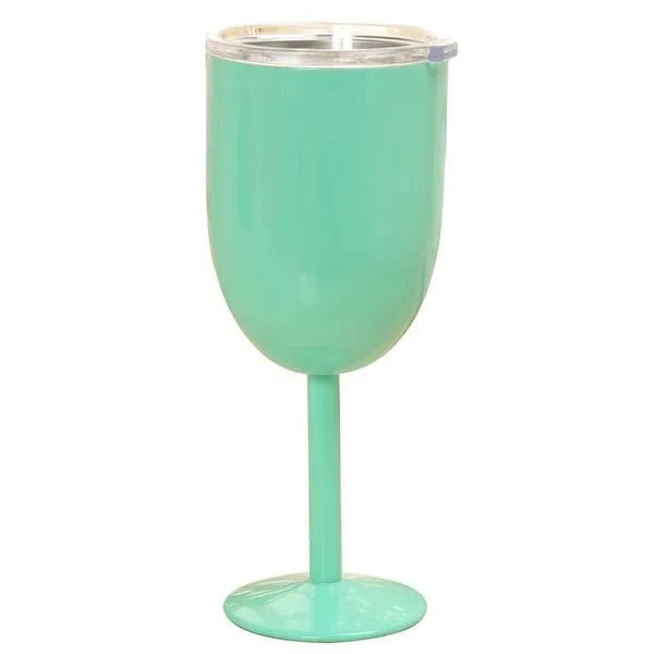 Stemmed Wine Goblet Double-Wall Stainless Steel Clear Gasket Lid