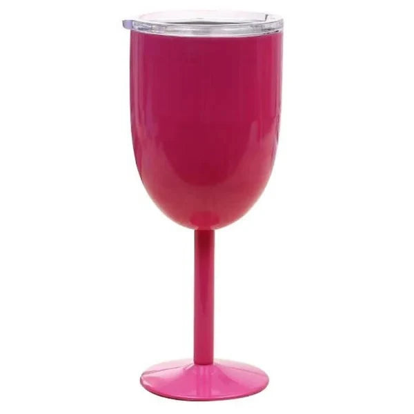 Stemmed Wine Goblet Double-Wall Stainless Steel Clear Gasket Lid