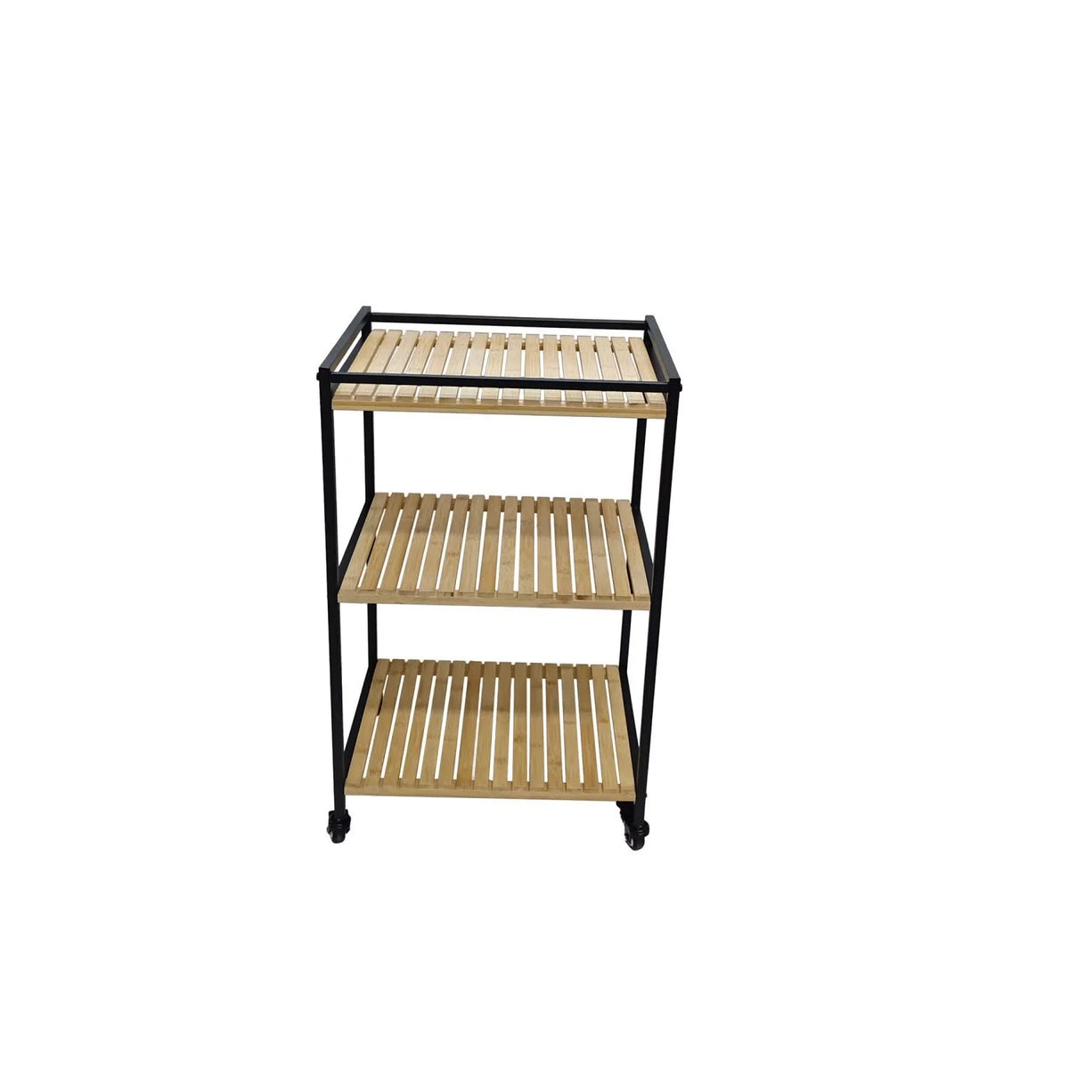 Storage Trolley 3-Tier Bamboo Slim Space-Saving