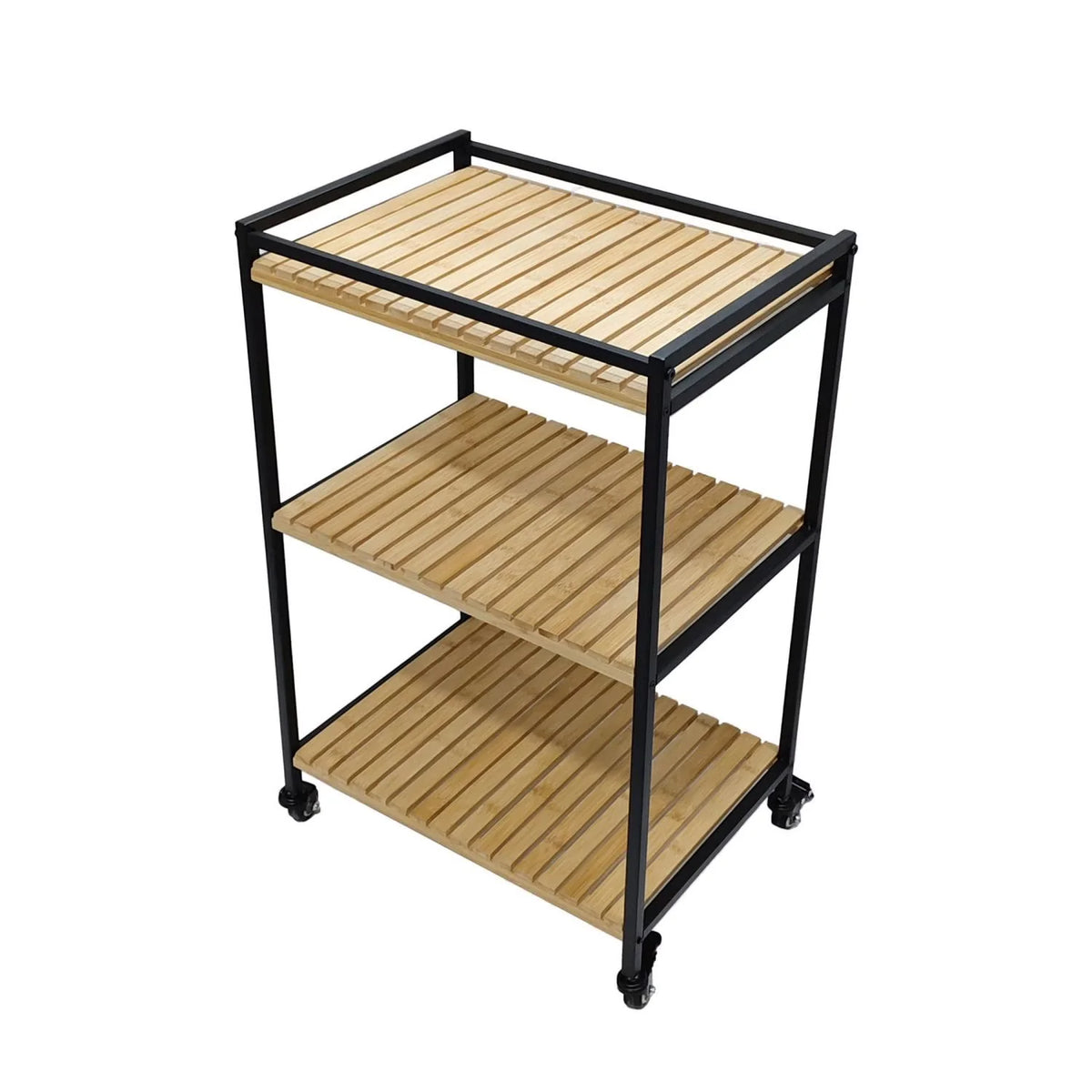 Storage Trolley 3-Tier Bamboo Slim Space-Saving