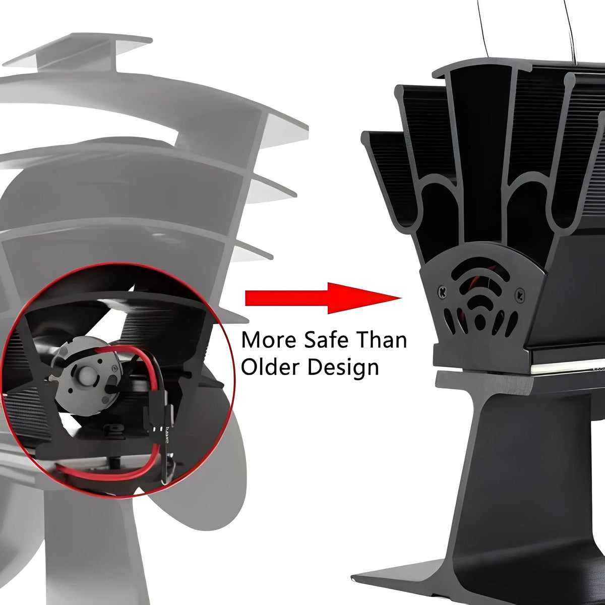 Stove Fan Heat-Powered Quiet Anodized Aluminum