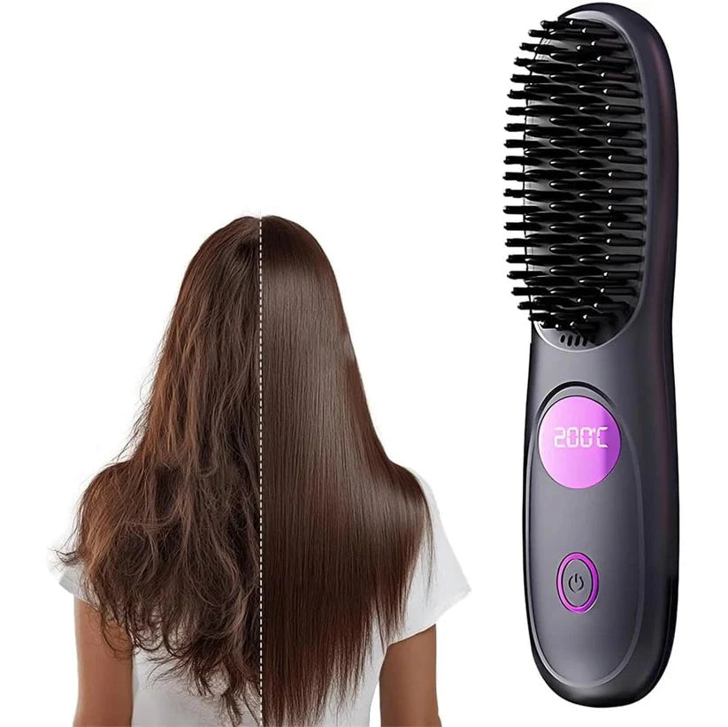 Straightening Brush Cordless Ceramic Teeth USB-C Rechargeable