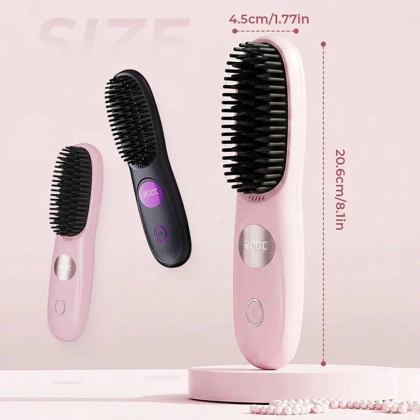 Straightening Brush Cordless Ceramic Teeth USB-C Rechargeable