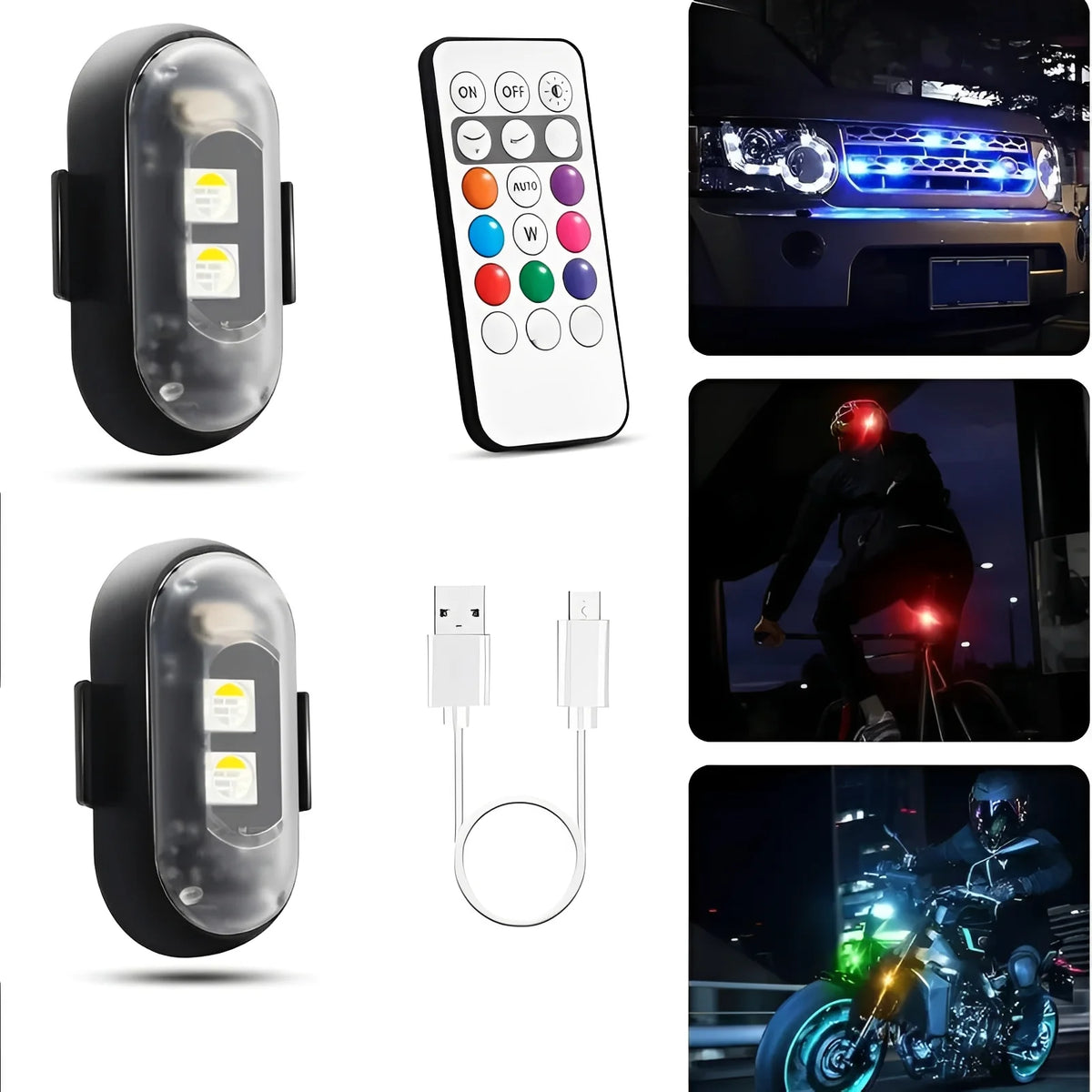 Strobe Light Rechargeable RGB Remote & 10 Flash Modes