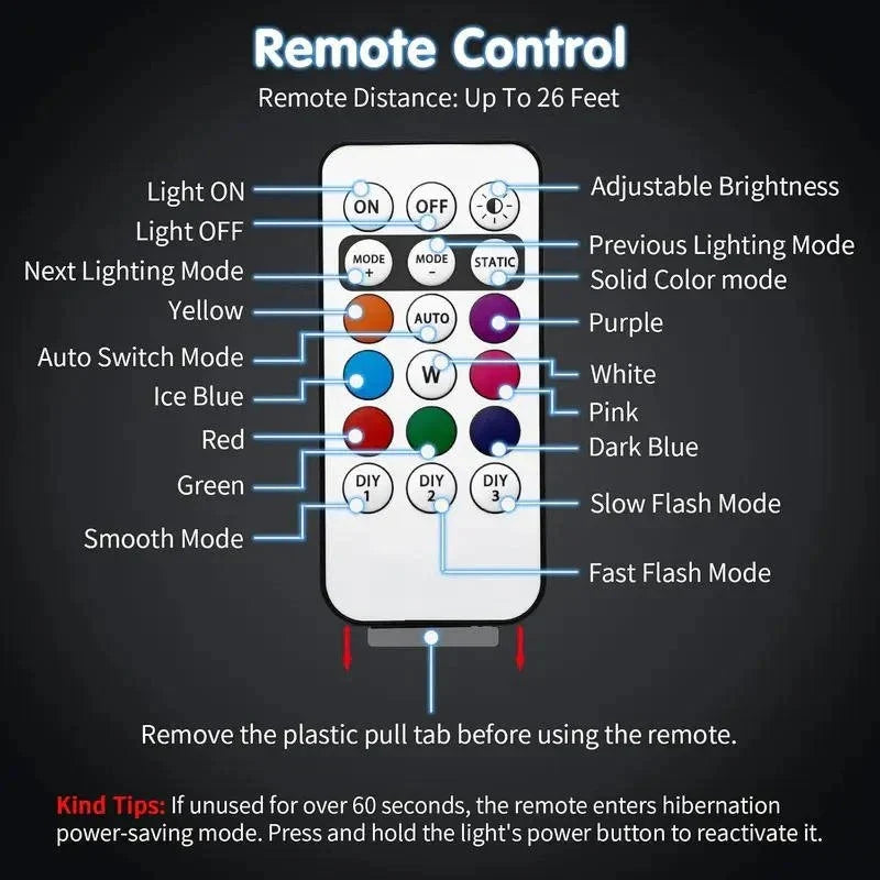 Strobe Light Rechargeable RGB Remote & 10 Flash Modes
