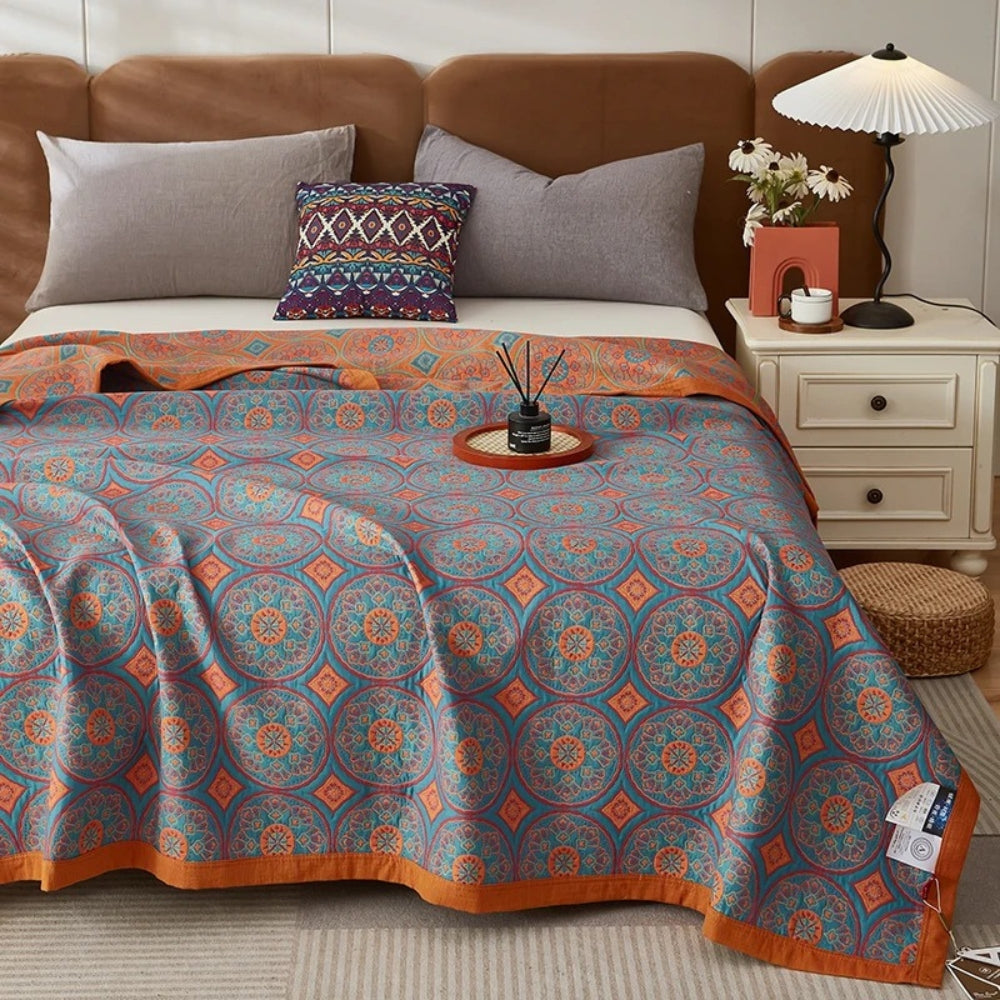Summer Blanket Reversible Ginkgo Breathable Cotton