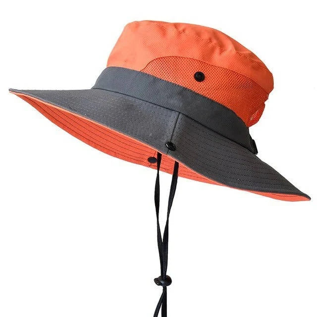 Sun Hat Foldable Polyester Adjustable Chin Strap & Ponytail Opening