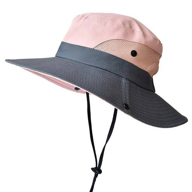 Sun Hat Foldable Polyester Adjustable Chin Strap & Ponytail Opening