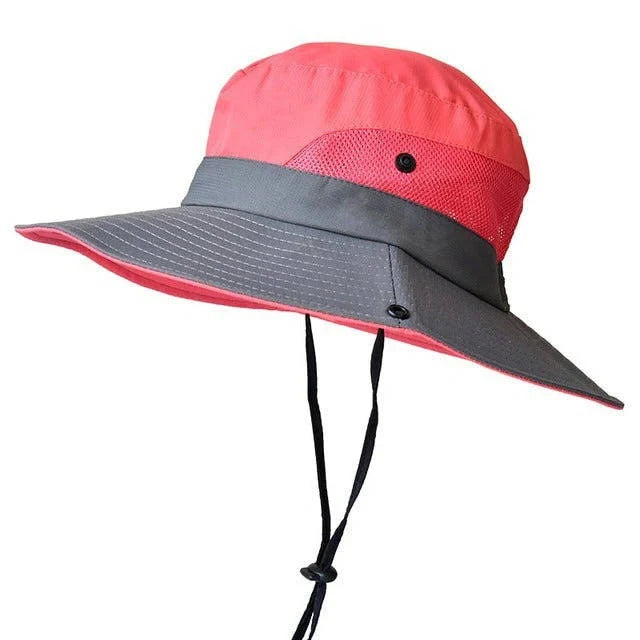 Sun Hat Foldable Polyester Adjustable Chin Strap & Ponytail Opening