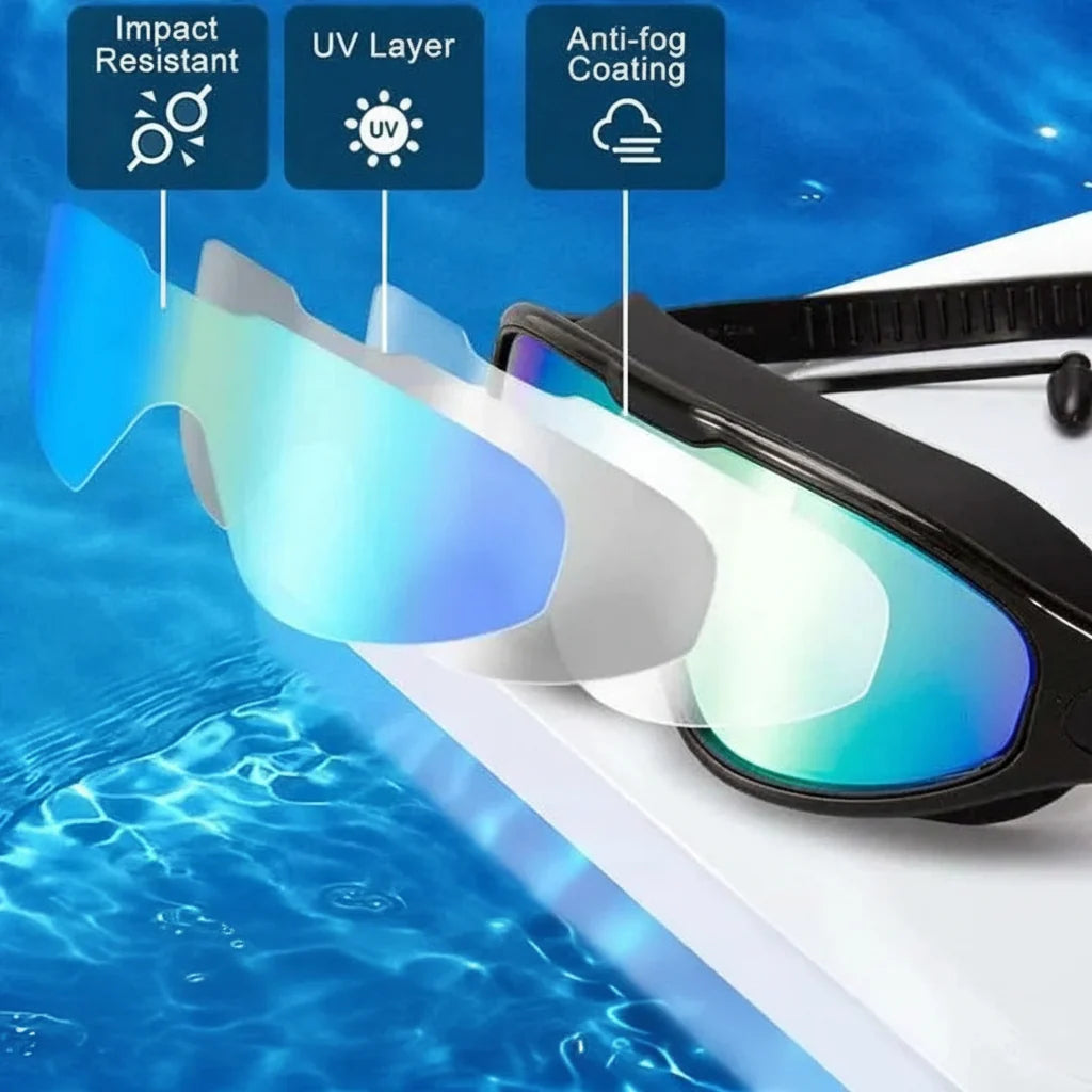 Swim Goggles Anti-Fog Wide-View Soft Silicone Seal