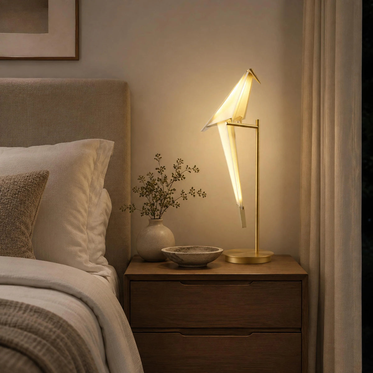 Table Lamp Adjustable Metal Base LED Paper Shade