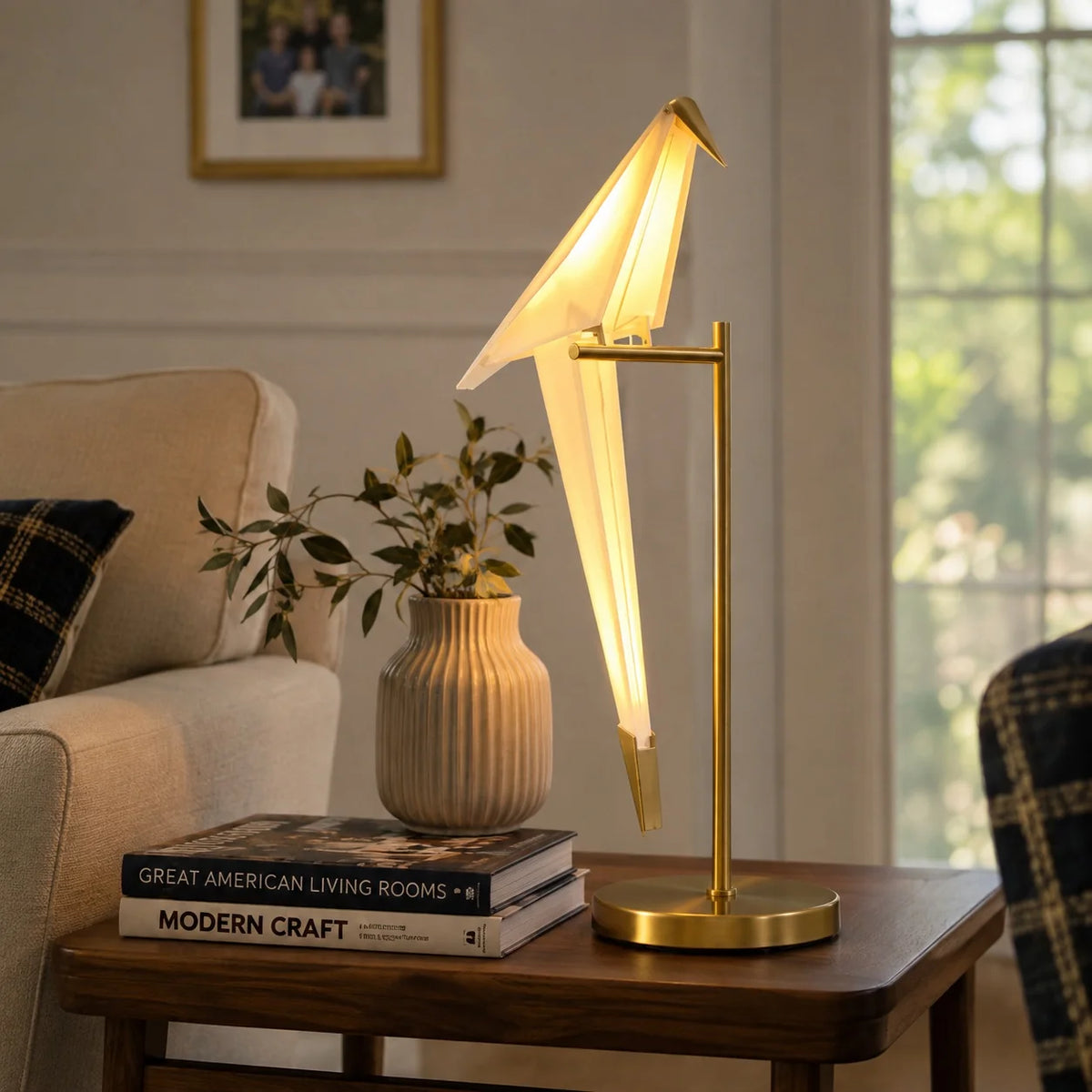 Table Lamp Adjustable Metal Base LED Paper Shade