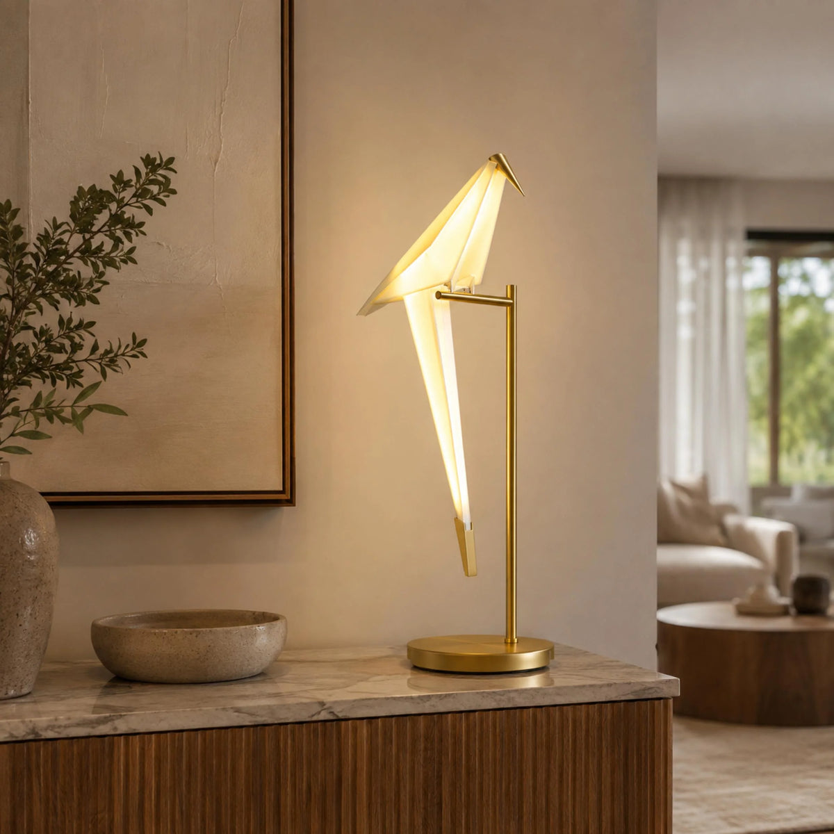 Table Lamp Adjustable Metal Base LED Paper Shade