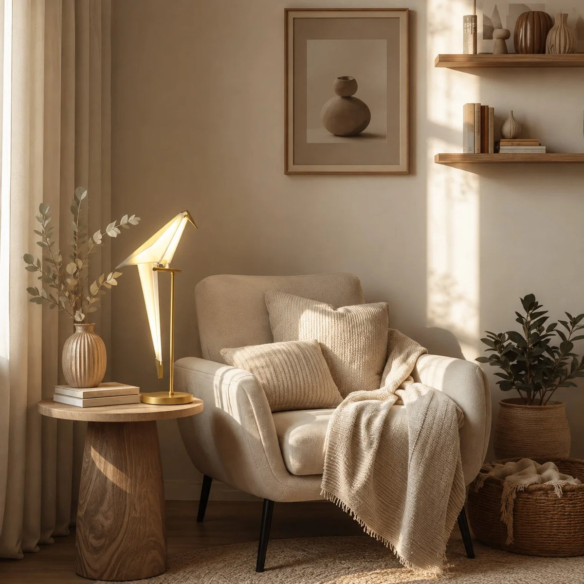 Table Lamp Adjustable Metal Base LED Paper Shade