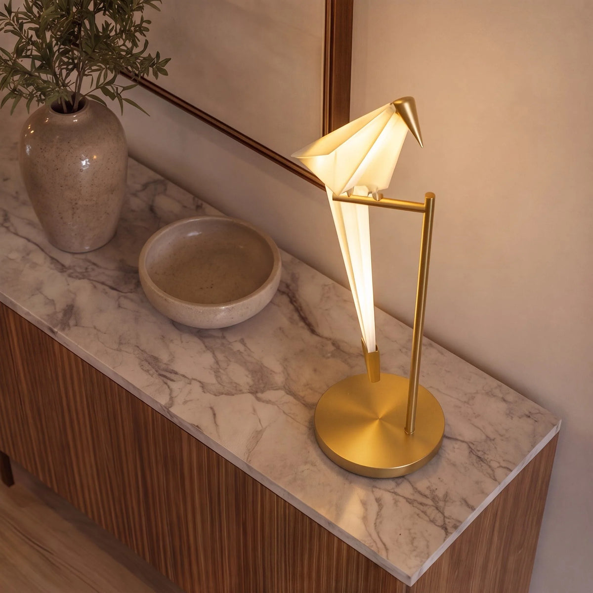 Table Lamp Adjustable Metal Base LED Paper Shade