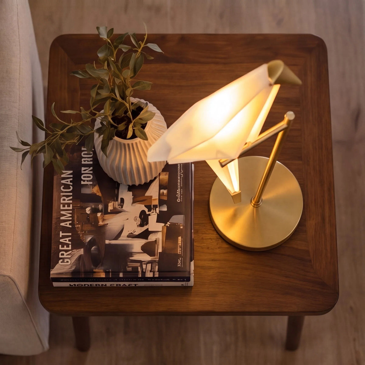 Table Lamp Adjustable Metal Base LED Paper Shade