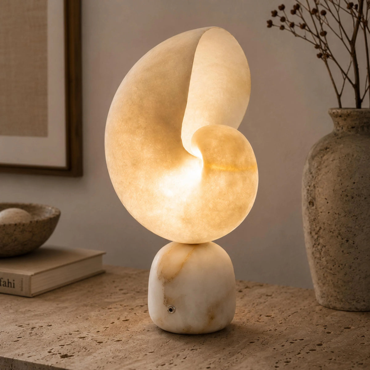 Table Lamp Alabaster Touch Dimmer & USB Charging