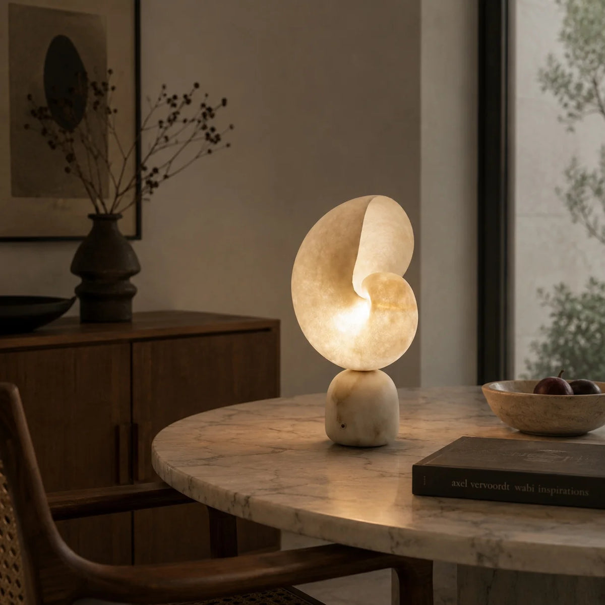 Table Lamp Alabaster Touch Dimmer & USB Charging