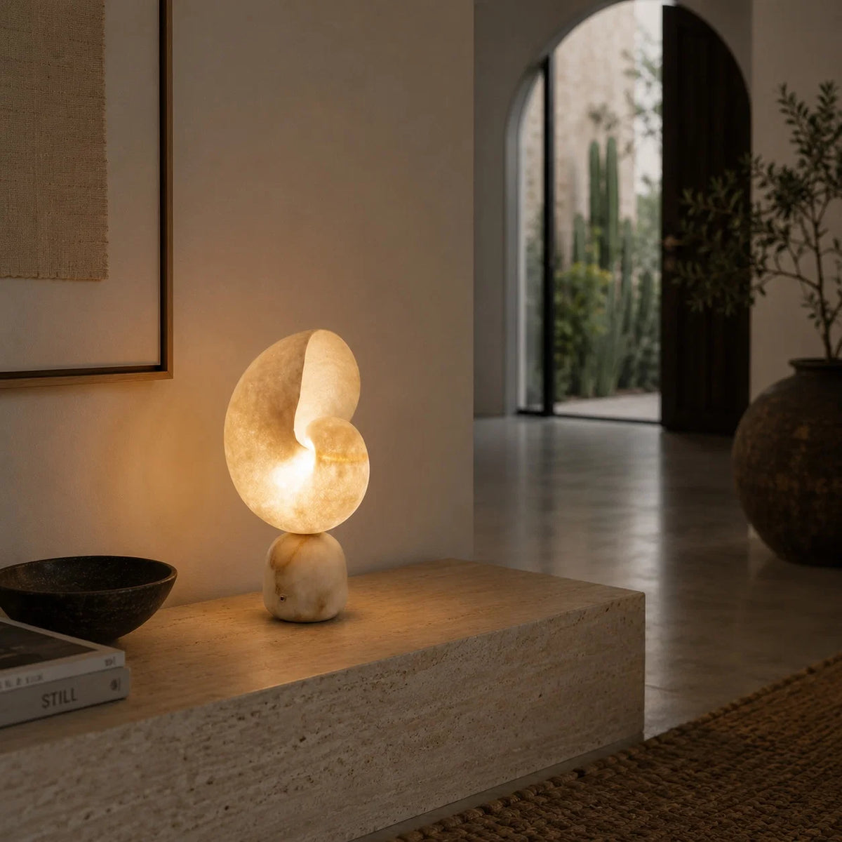 Table Lamp Alabaster Touch Dimmer & USB Charging