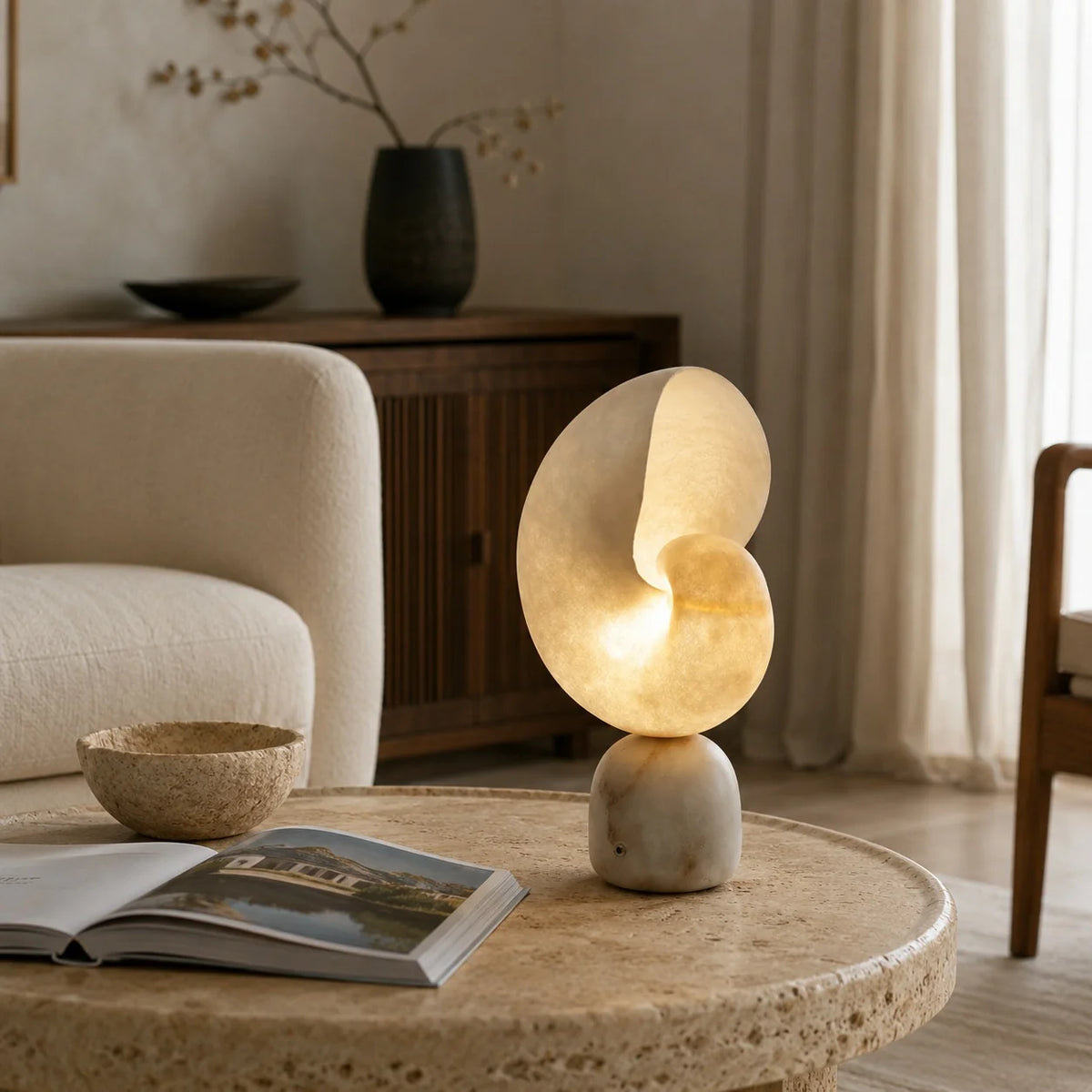 Table Lamp Alabaster Touch Dimmer & USB Charging