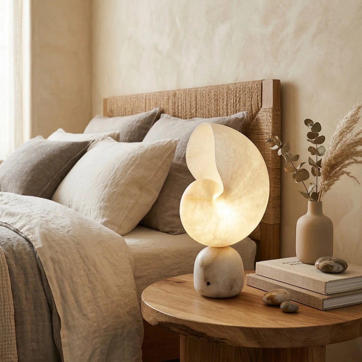 Table Lamp Alabaster Touch Dimmer & USB Charging