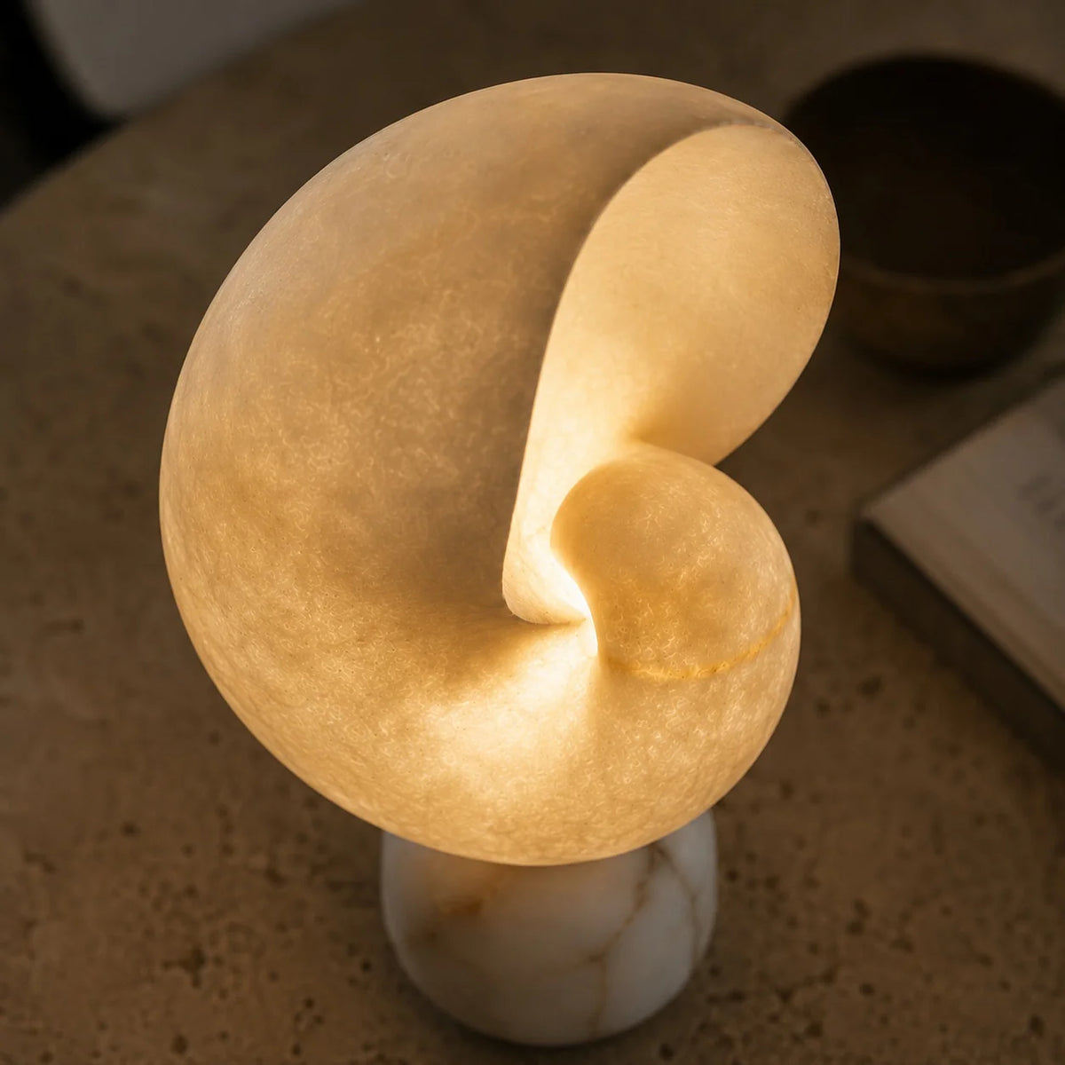 Table Lamp Alabaster Touch Dimmer & USB Charging