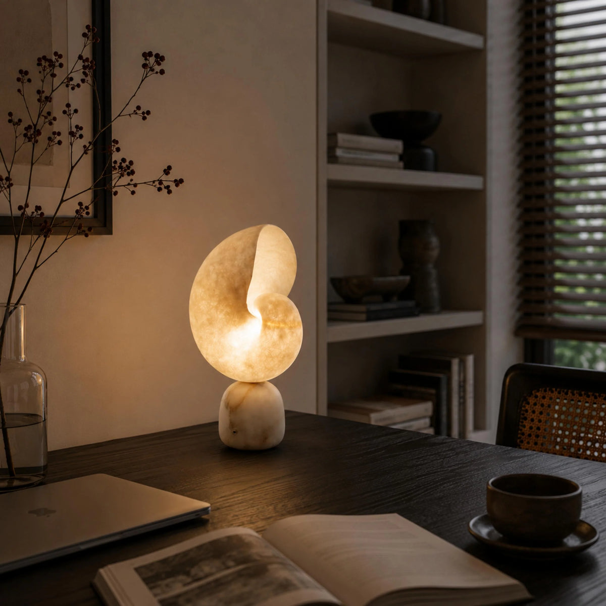 Table Lamp Alabaster Touch Dimmer & USB Charging