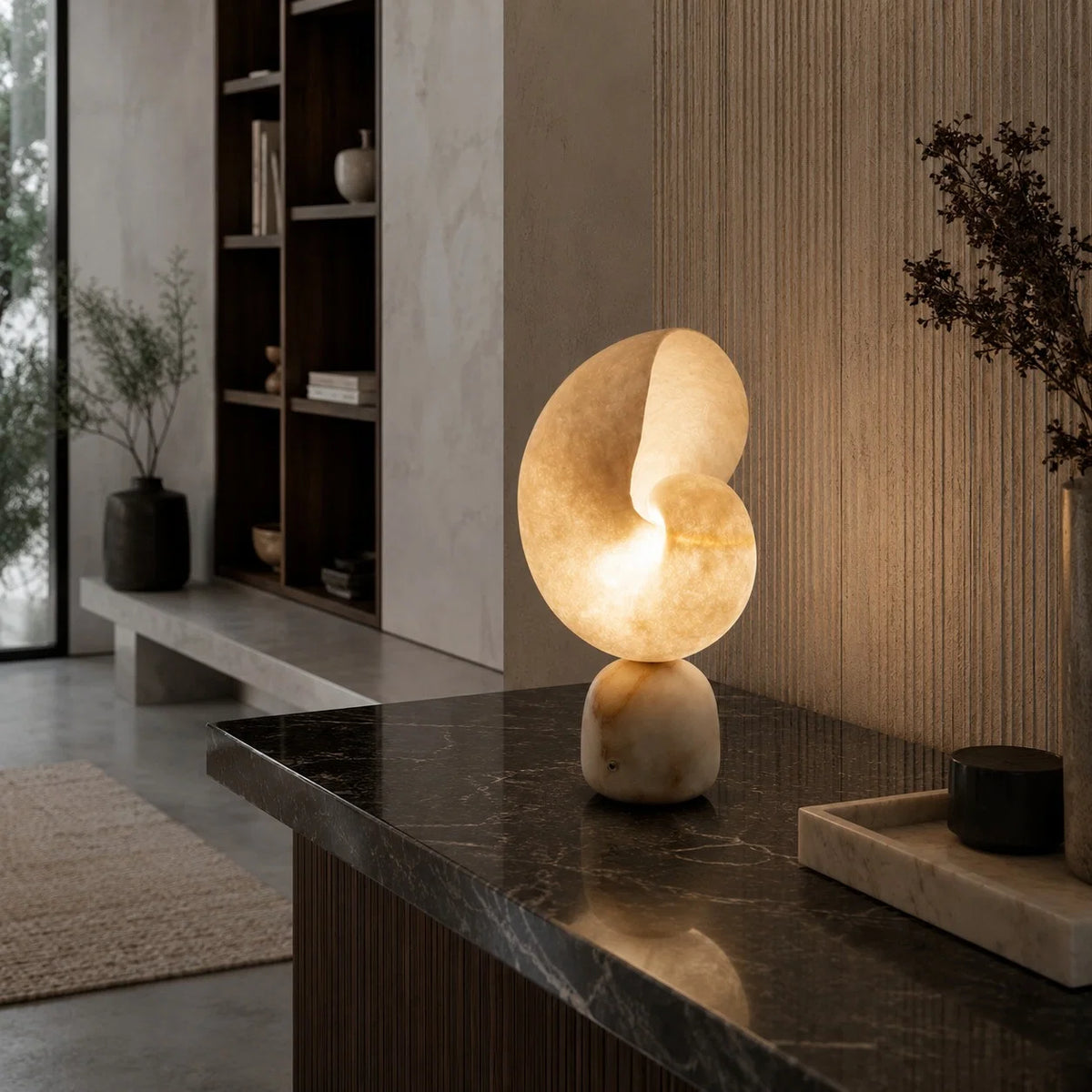 Table Lamp Alabaster Touch Dimmer & USB Charging