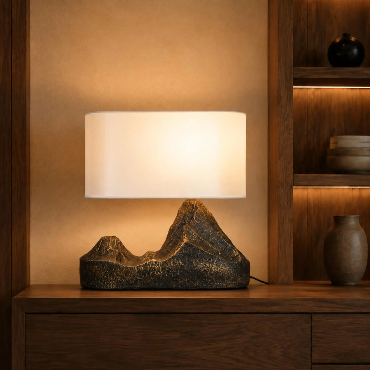 Table Lamp Bronze Resin Base LED Compatible